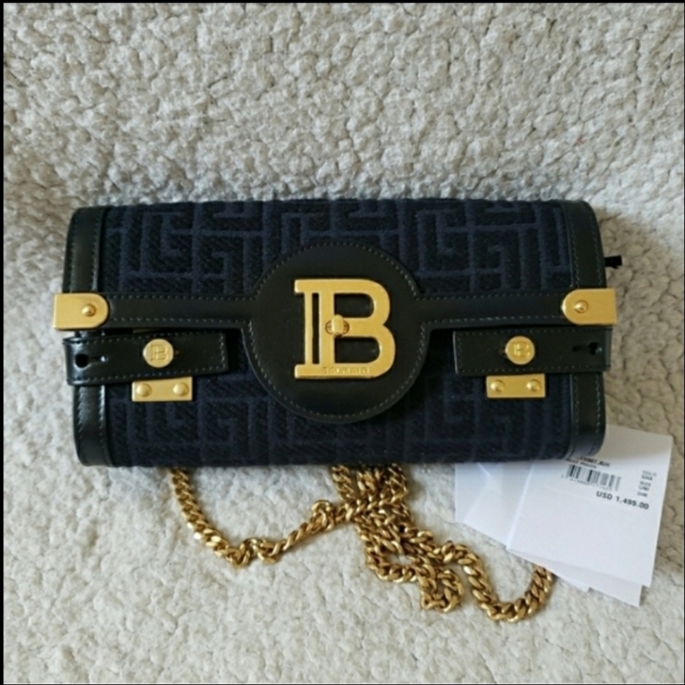 Balmain BBuzz 23 Monogram Jacquard Pouch-On-Chain